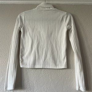 Pull & Bear White Ribbed Long Sleeve Turtleneck